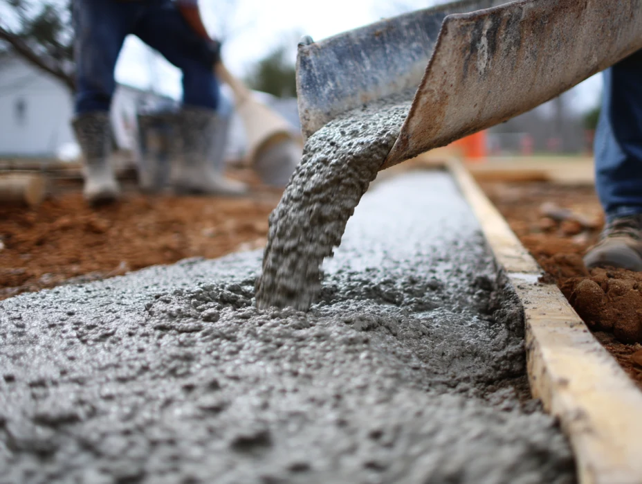 pouring concrete