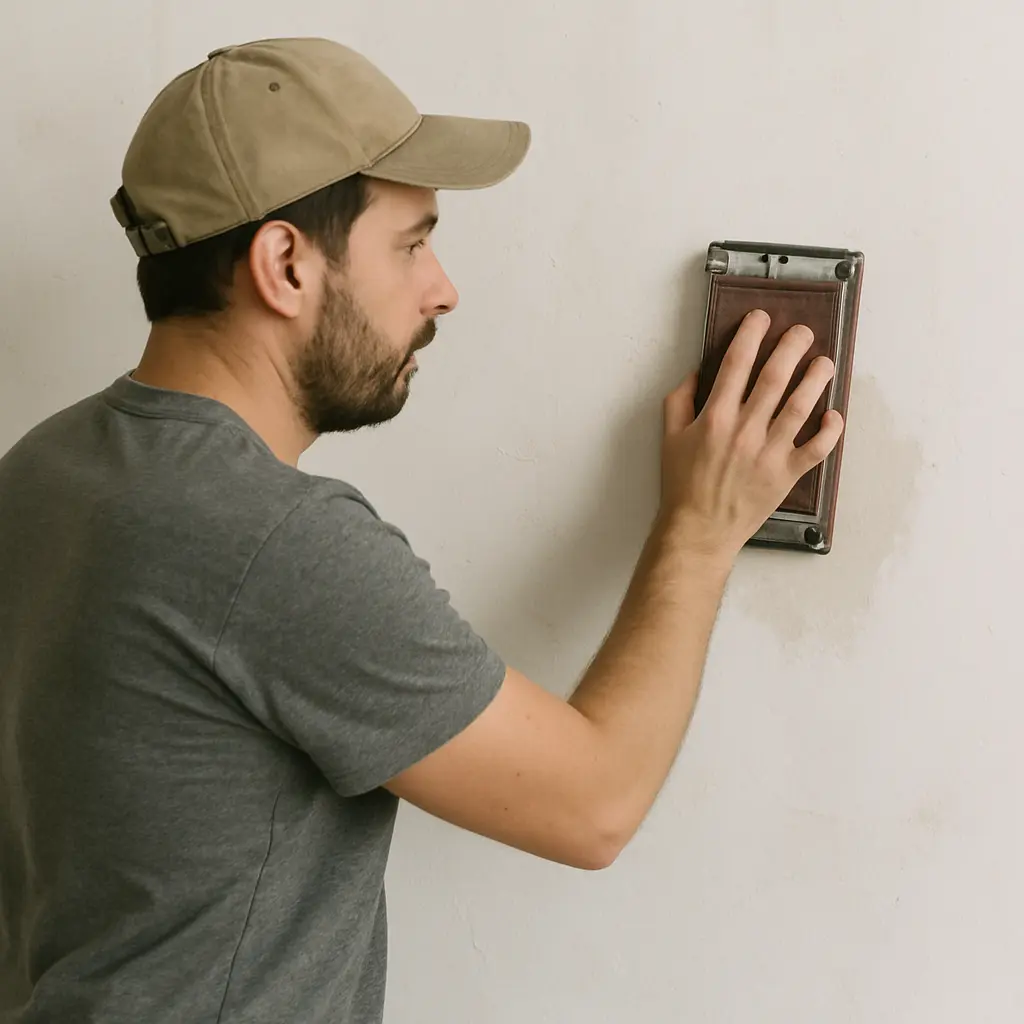 persona che carteggia una parete persona che carteggia una parete